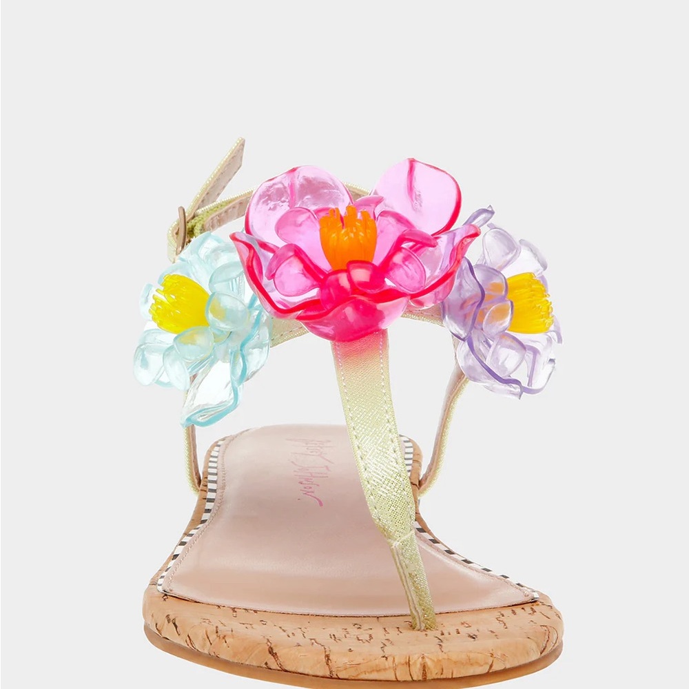 Betsey Johnson Green Pink Floral Sandals - Never Worn - Picture 4 of 6
